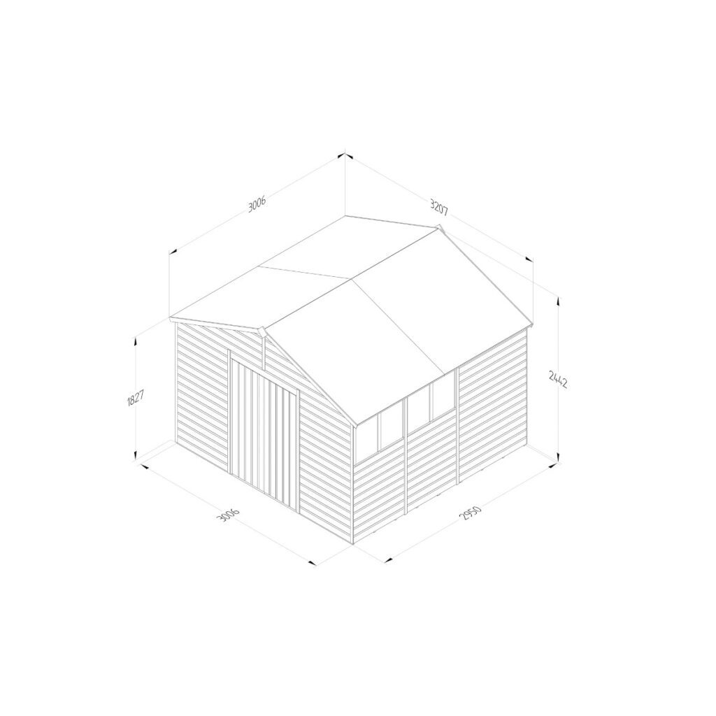 Beckwood 10×10 Apex Shed – 4 Windows – Double Door with Installation 5013053196540 2